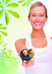 woman with mangosteen fruit